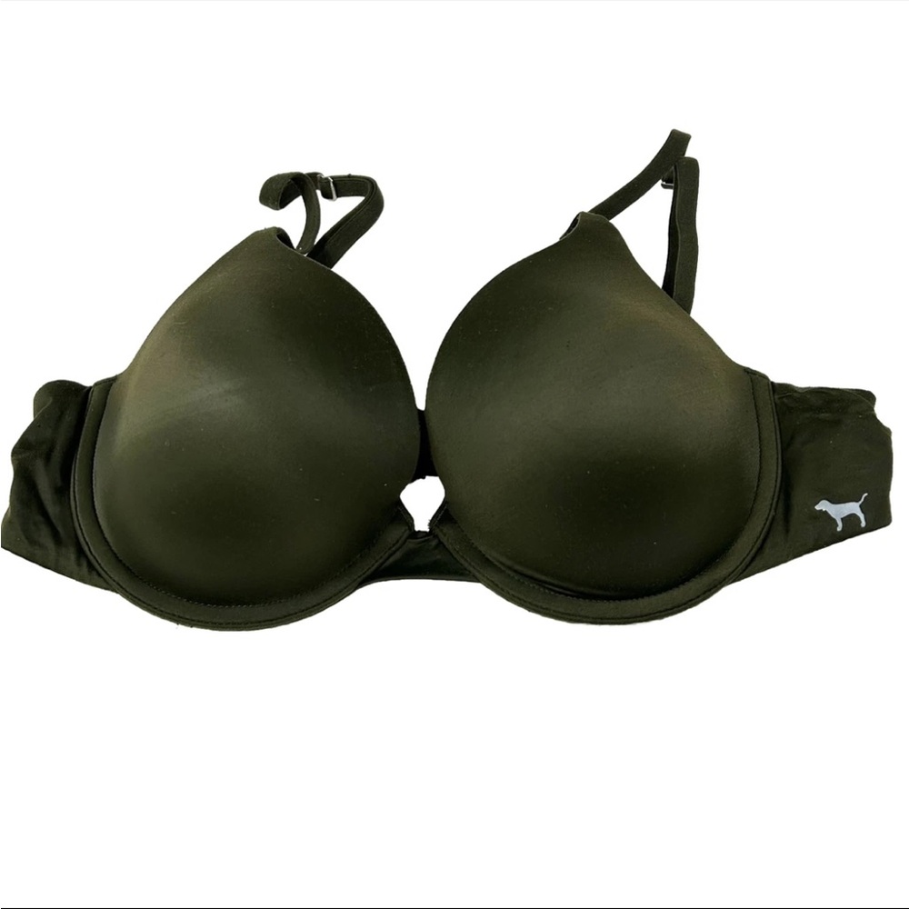 PINK Victorias Secret 36B Campus Lightly Lined Bra Solid Green Underwire #2052
